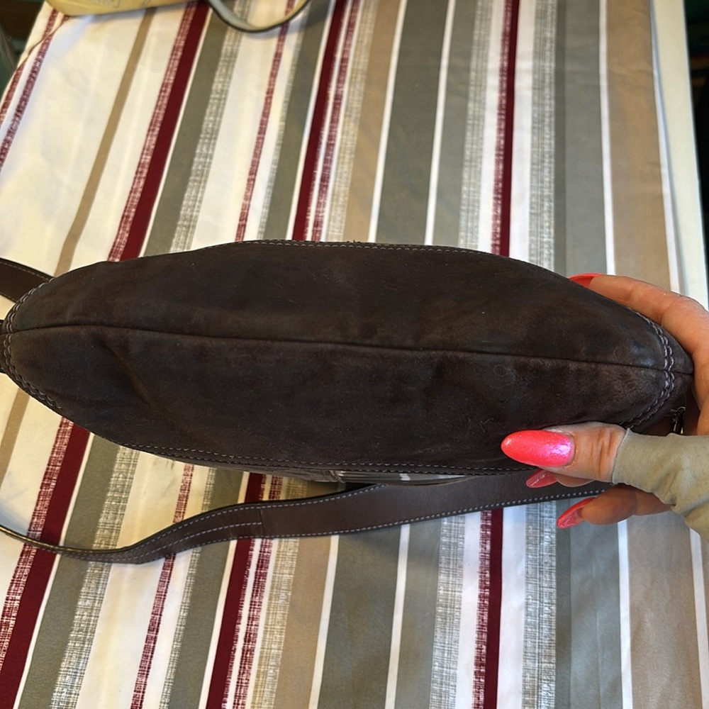 COACH Leather Suede Patchwork Brown Duffel Crossbody Bag - Picture 6 of 16